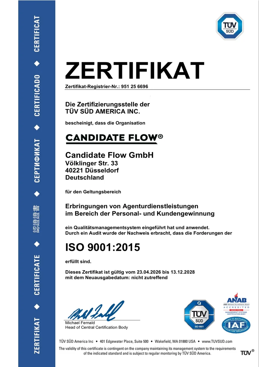 TÜV SÜD Zertifikat ISO 9001